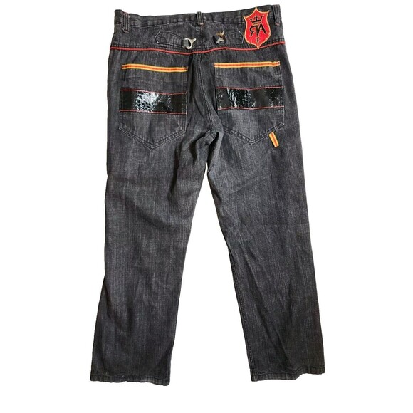 Red Ape Mens Jeans Size 38x31 Diamond Patchwork Pockets Cotton Blend (40x31) - Picture 8 of 16